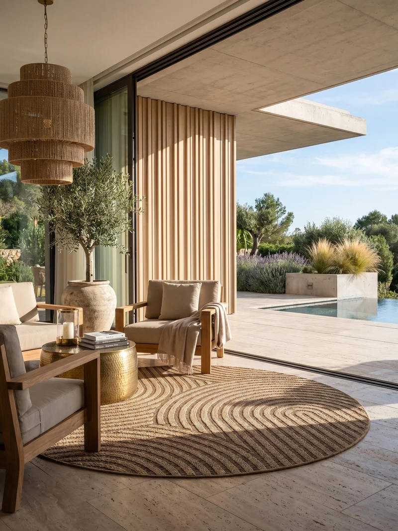 Outdoor-Teppich Grobe Linien – Waschbar & Wetterfest für Balkon & Terrasse