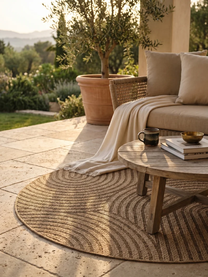 Outdoor-Teppich Grobe Linien – Waschbar & Wetterfest für Balkon & Terrasse