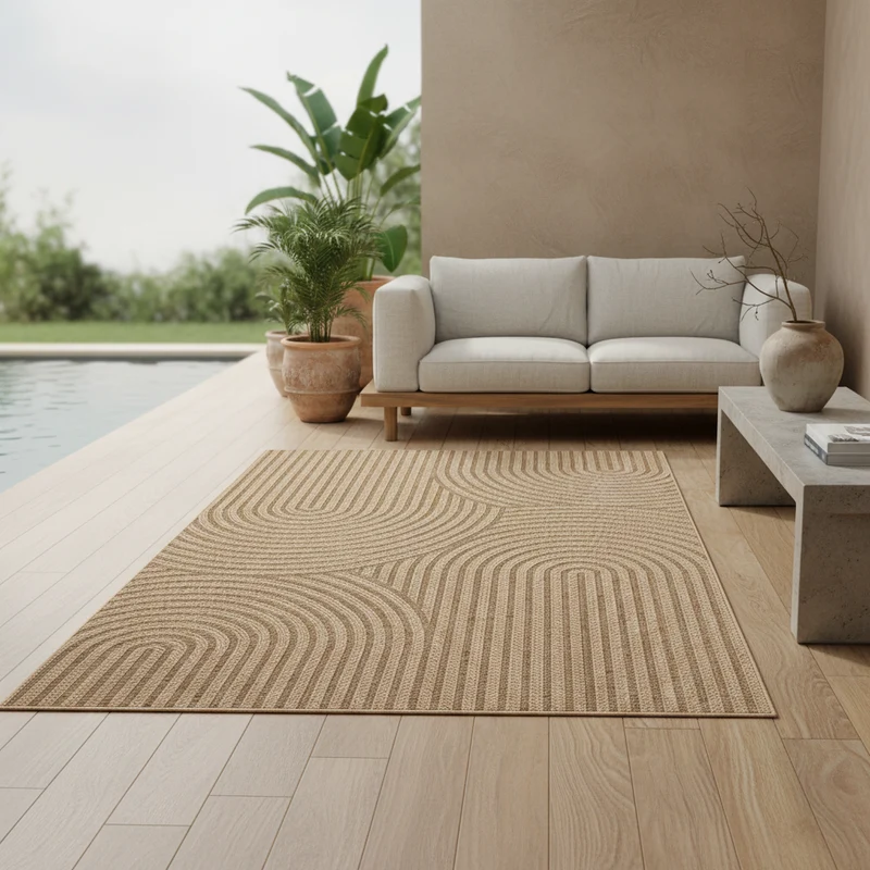 Outdoor-Teppich Grobe Linien – Waschbar & Wetterfest für Balkon & Terrasse
