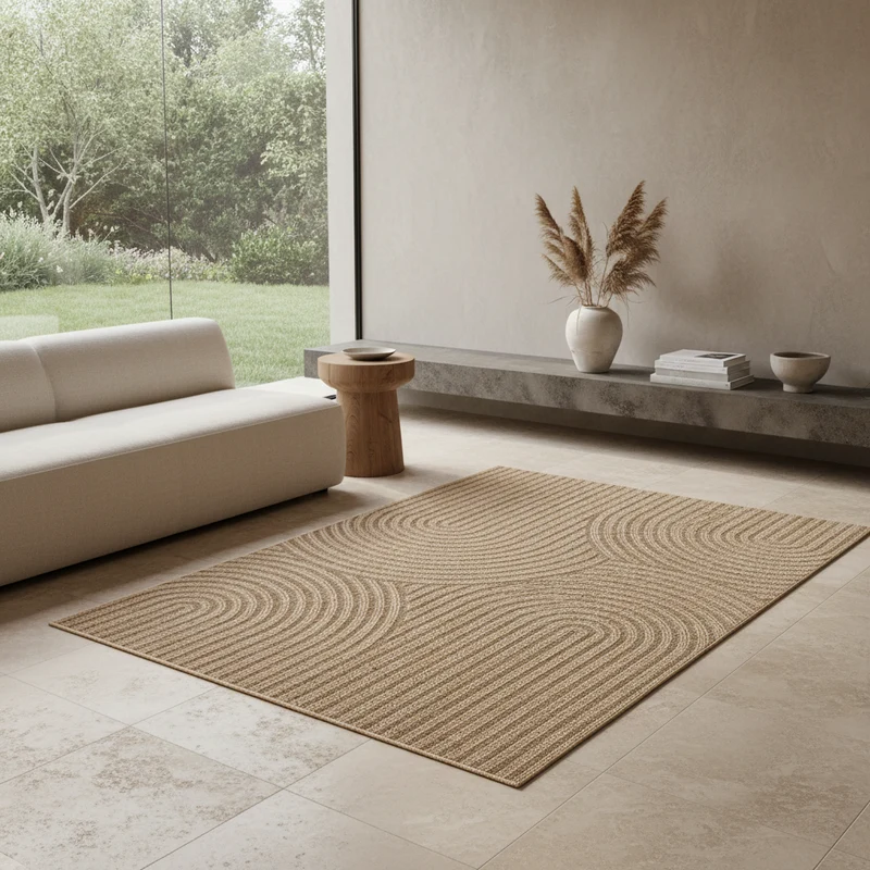 Outdoor-Teppich Grobe Linien – Waschbar & Wetterfest für Balkon & Terrasse