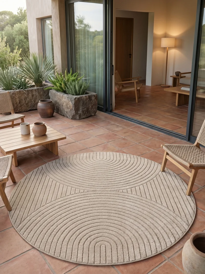 Outdoor-Teppich Skandi 3D-Design – Waschbar & Wetterfest für Balkon & Terrasse