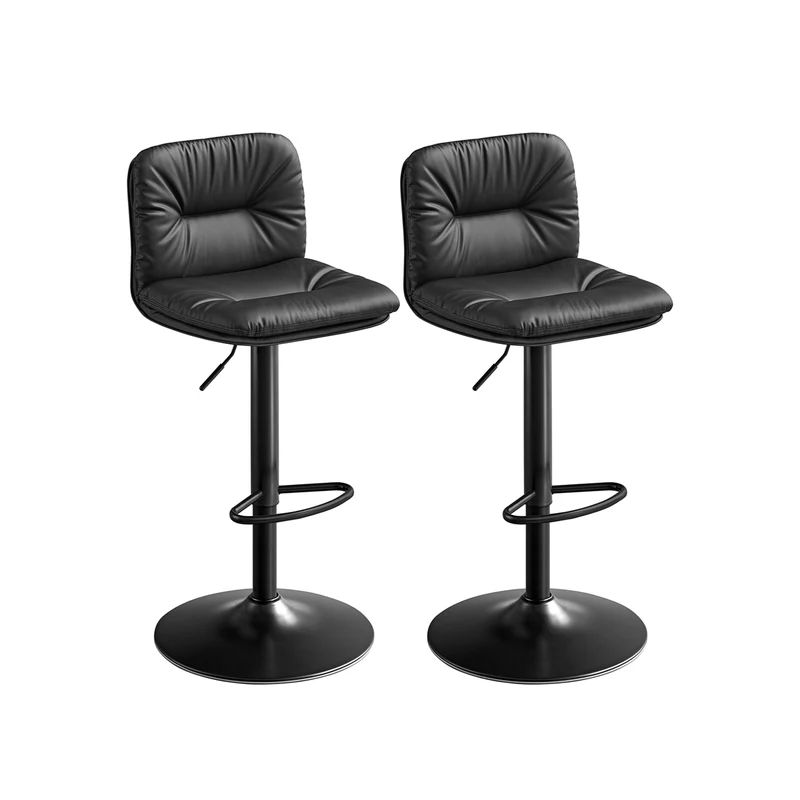 Juego de 2 Taburetes de Bar con Respaldo Negro