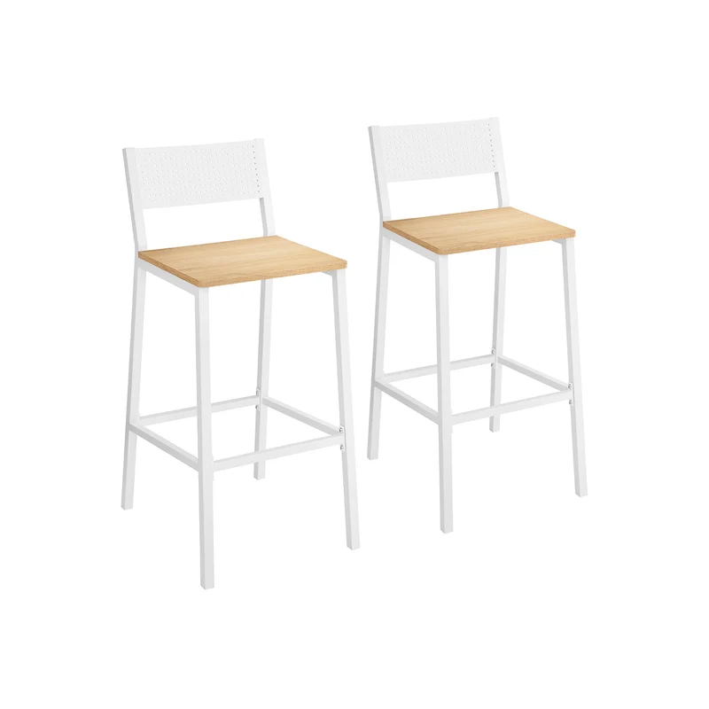 Juego de 2 Taburetes Altos de Cocina Gris Antracita y Negro