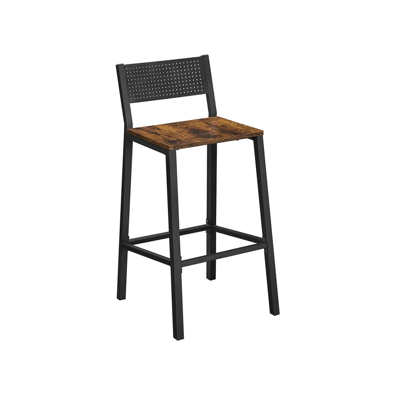 Juego de 2 Taburetes Altos de Cocina Gris Antracita y Negro