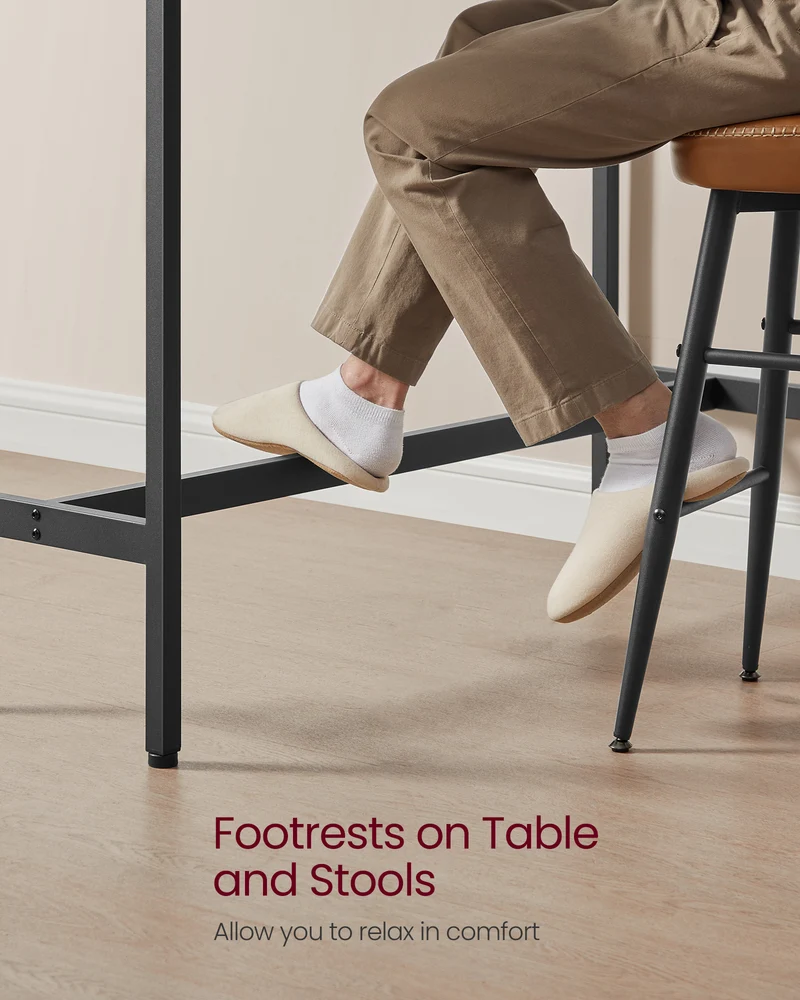 VASAGLE Narrow Long Bar, Kitchen Dining, High Pub Table, Sturdy Metal Frame, Industrial Design, 15.7 x 55.1 x 35.4 Inches Ebony Ink Black
