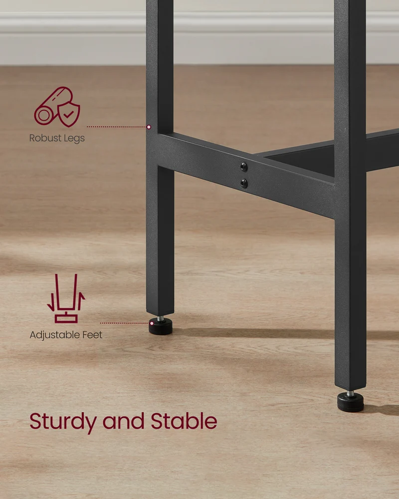VASAGLE, Narrow Long Bar, Kitchen Dining, High Pub Table, Sturdy Metal Frame, Industrial Design Ebony Ink Black
