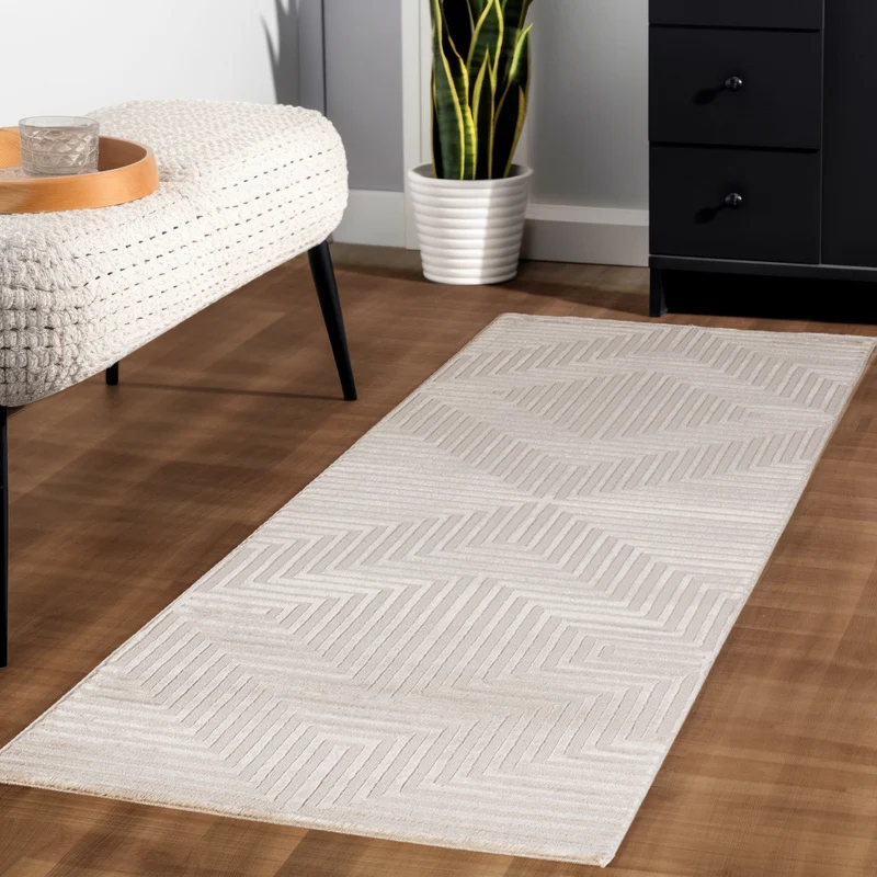 Kurzflor-Teppich 3D-Muster – Waschbar & Strapazierfähig | Heatset-Veredelung für Wolloptik