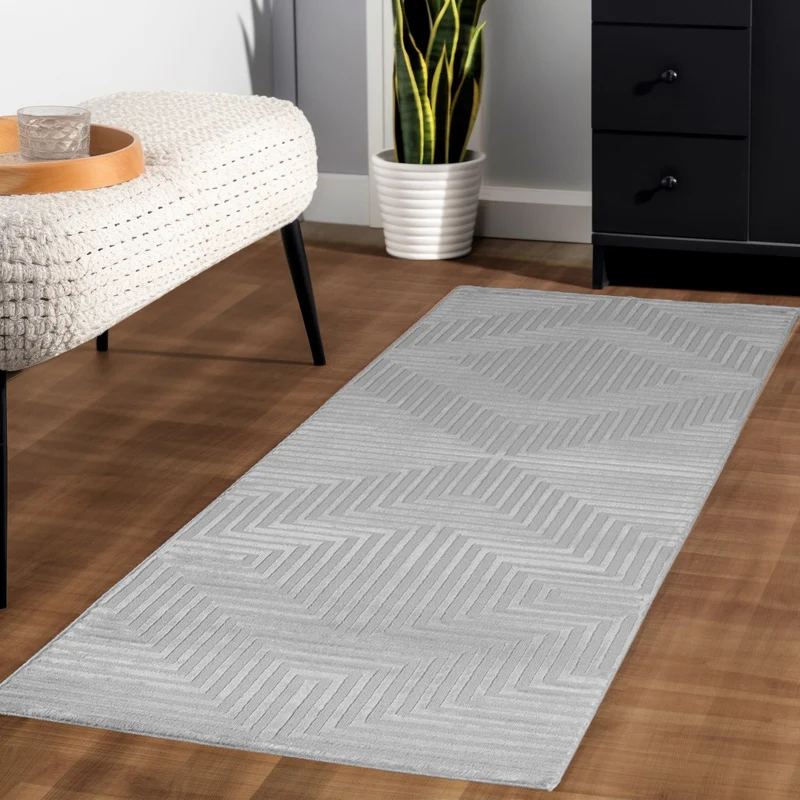 Kurzflor-Teppich 3D-Muster – Waschbar & Strapazierfähig | Heatset-Veredelung für Wolloptik