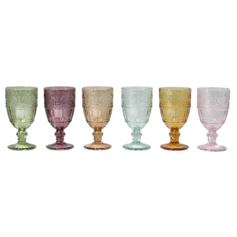 Chic Antique Saint-Émilion Weinglas mit Muster – 6er Set