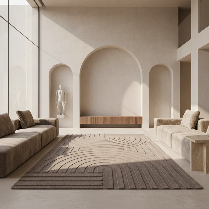 Kurzflor-Teppich Bogenmuster Symmetrisch – Waschbarer Art-Déco-Stil