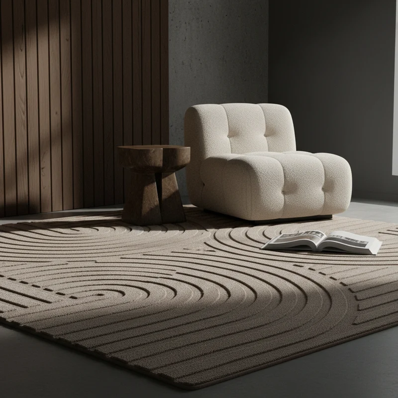 Kurzflor-Teppich Bogenmuster Symmetrisch – Waschbarer Art-Déco-Stil