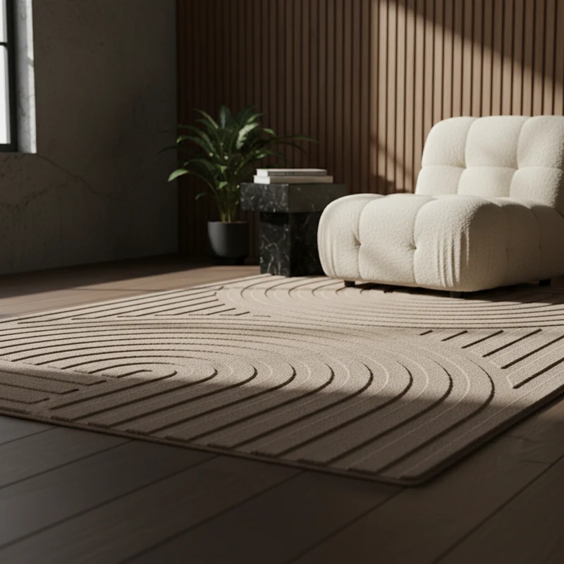Kurzflor-Teppich Bogenmuster Symmetrisch – Waschbarer Art-Déco-Stil