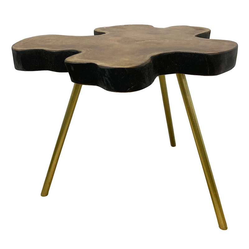 Einzigartiger Teak Beistelltisch ANOMALA-XL ca. D50-55cm Natural