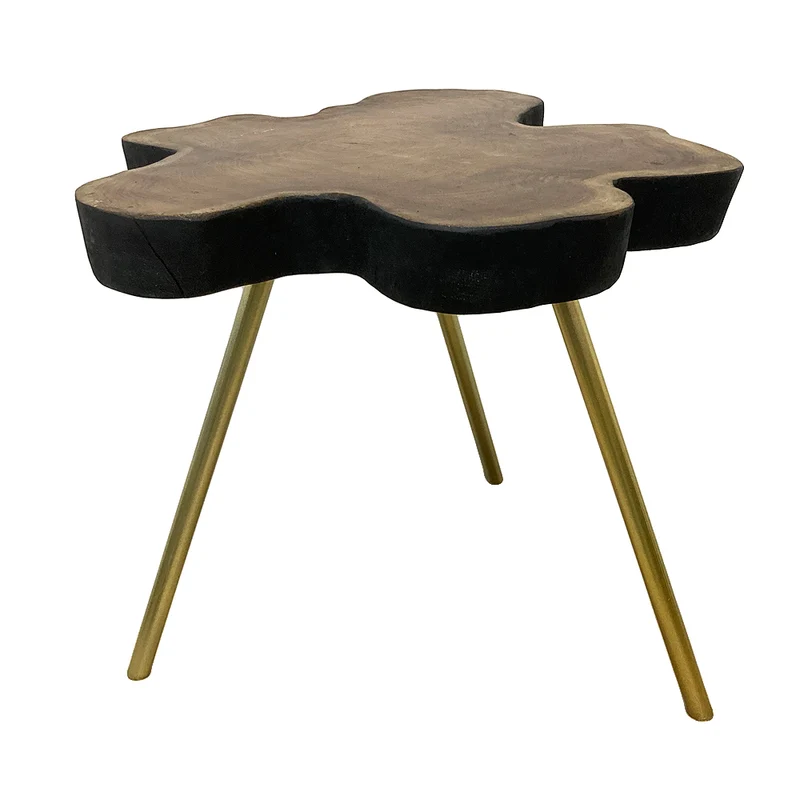 Einzigartiger Teak Beistelltisch ANOMALA-XL ca. D50-55cm Natural