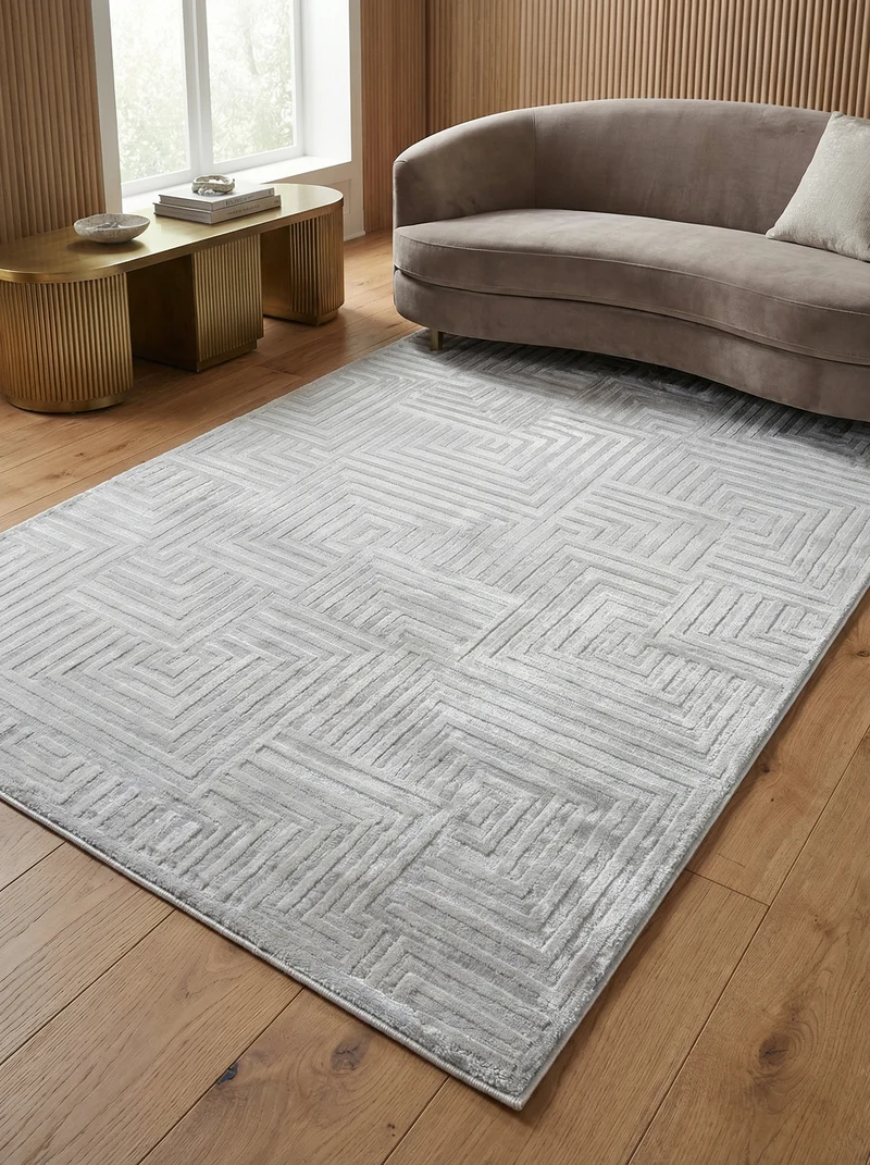 Kurzflor-Teppich 3D-Reliefdesign – Waschbar & Strapazierfähig | Heatset-Veredelung für Wolloptik