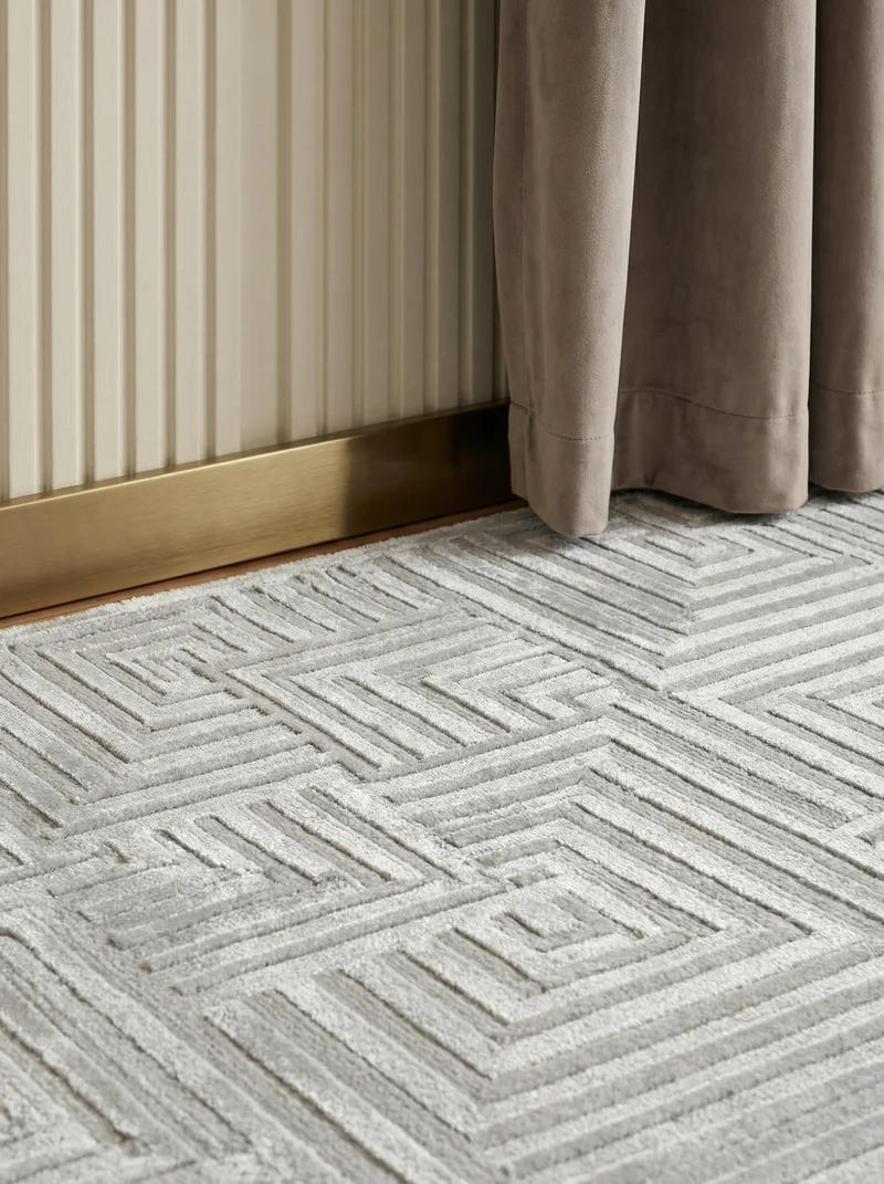 Kurzflor-Teppich 3D-Reliefdesign – Waschbar & Strapazierfähig | Heatset-Veredelung für Wolloptik