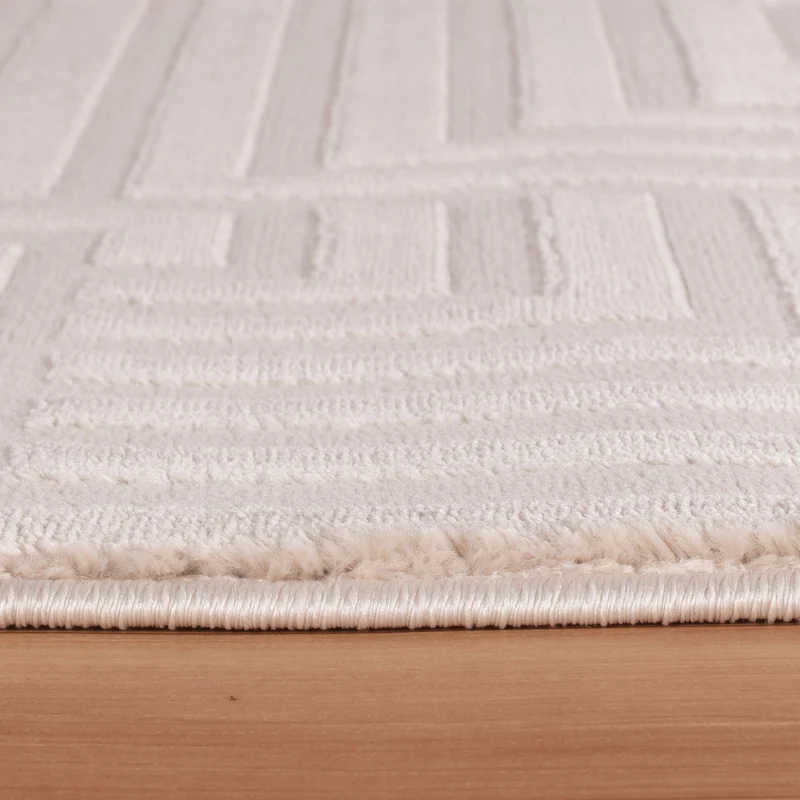 Kurzflor-Teppich 3D-Reliefdesign – Waschbar & Strapazierfähig | Heatset-Veredelung für Wolloptik