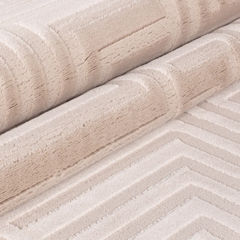 Kurzflor-Teppich 3D-Reliefdesign – Waschbar & Strapazierfähig | Heatset-Veredelung für Wolloptik