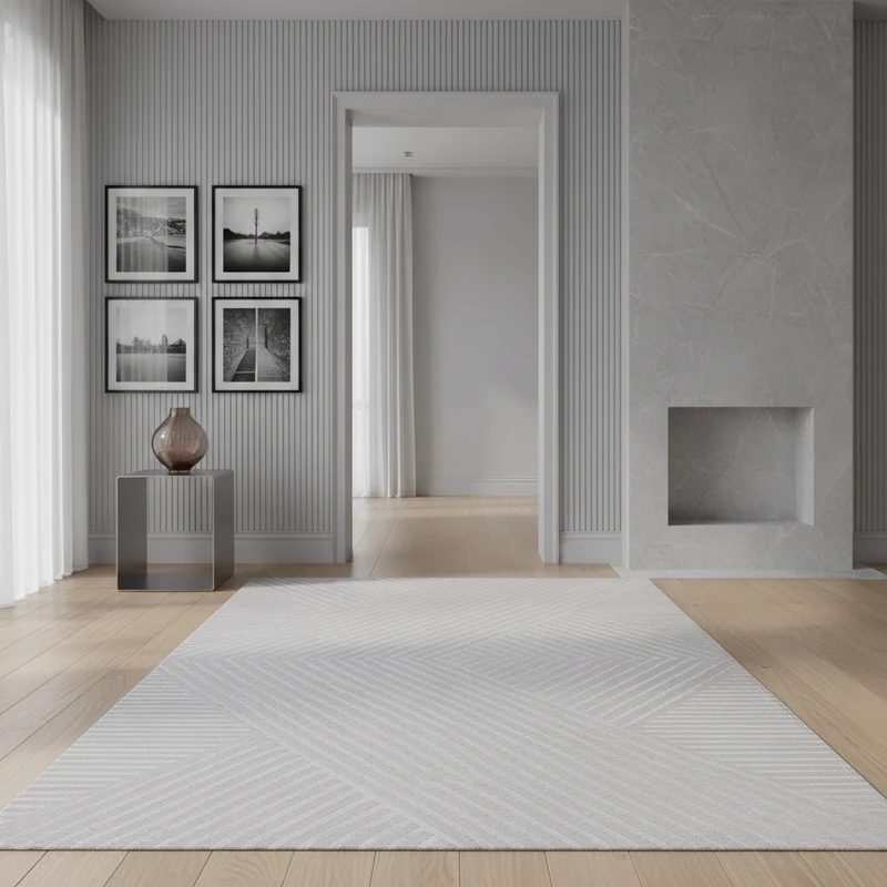 Kurzflor-Teppich Tiefeneffekt-Muster – Waschbar & Strapazierfähig | Heatset-Veredelung für Wolloptik