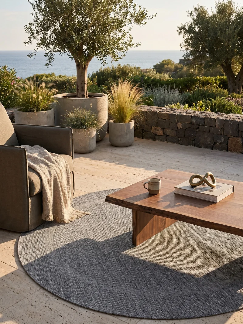 Outdoor-Teppich Einfarbig – Waschbar & Wetterfest für Balkon & Terrasse