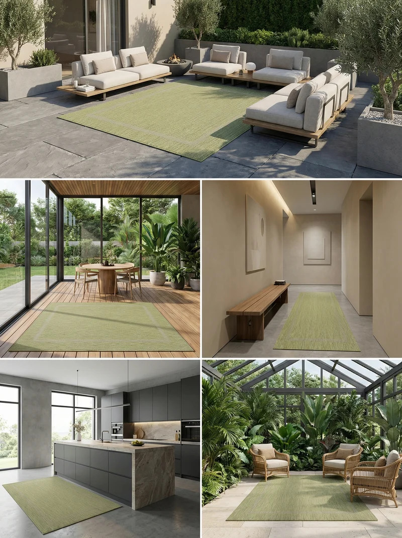 Outdoor-Teppich Einfarbig – Waschbar & Wetterfest für Balkon & Terrasse