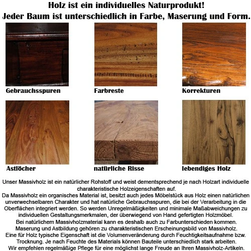 Massivholz Büffet-Schrank IMPRESS Mahagoni 175cm Antik Natural