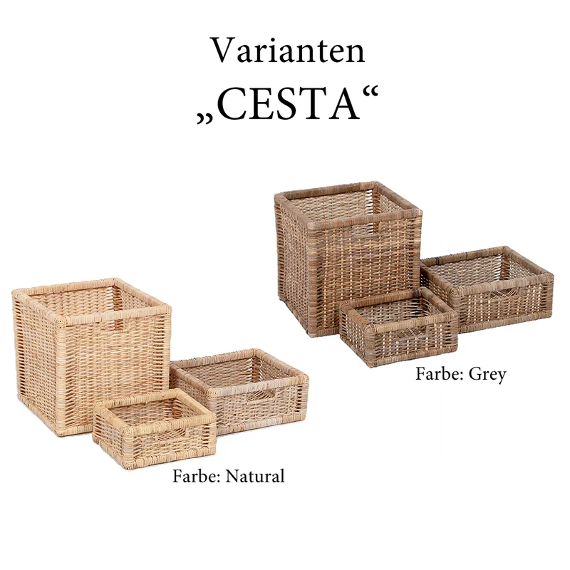 Rattan Korb CESTA-Med Grey