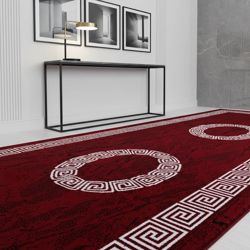 Kurzflor-Teppich Mäander – Waschbar & Strapazierfähig | Heatset-Veredelung für Wolloptik
