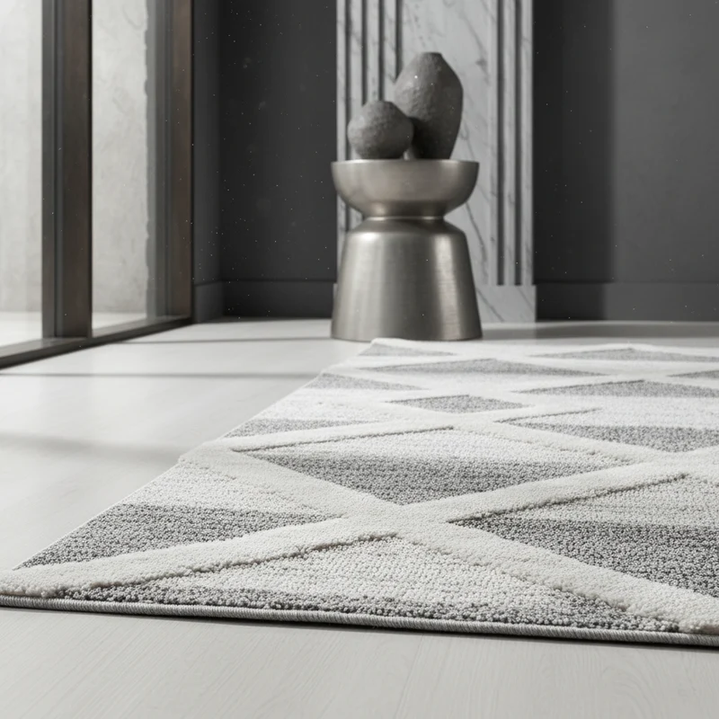 3D Hochflor-Teppich Dreiecks-Streifen – Waschbar | Grafischer Hoch-Tief-Effekt | 2,00 cm Florhöhe für Wohnkomfort