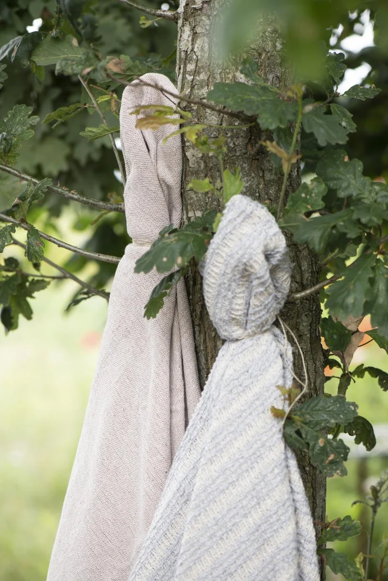 Ib Laursen Plaid Creme/Hellblau mit Streifenmuster