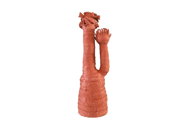Casa Padrino Luxus Deko Skulptur Koralle Terrakottafarben 28 x 33 x H. 80 cm - Handgeformte organische Terrakotta Skulptur in Korallenform - Luxus Deko Accessoires