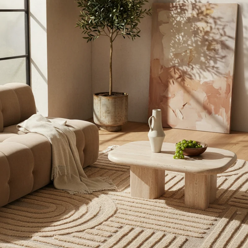 3D Hochflor-Teppich Skandinavisch Boho – Waschbar | Hoch-Tief-Effekt | Saugroboter-geeignet