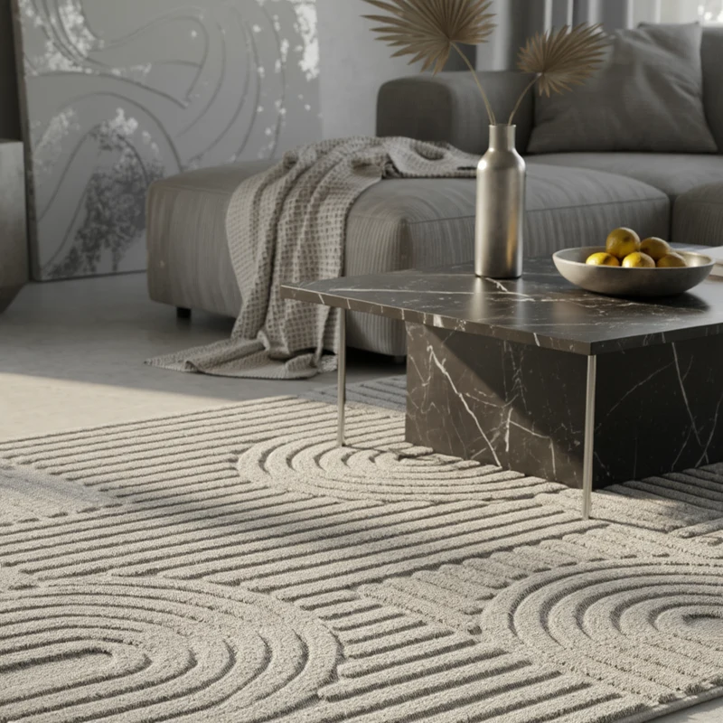 3D Hochflor-Teppich Skandinavisch Boho – Waschbar | Hoch-Tief-Effekt | Saugroboter-geeignet