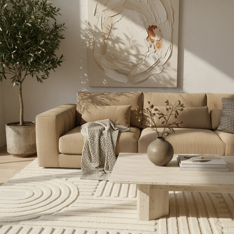3D Hochflor-Teppich Skandinavisch Boho – Waschbar | Hoch-Tief-Effekt | Saugroboter-geeignet