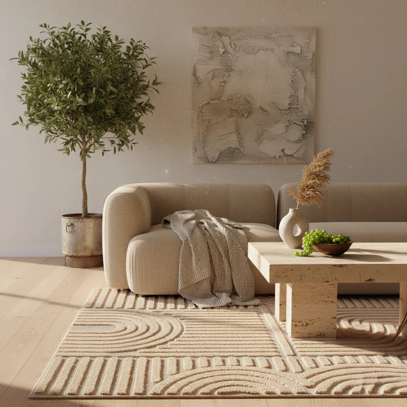 3D Hochflor-Teppich Skandinavisch Boho – Waschbar | Hoch-Tief-Effekt | Saugroboter-geeignet