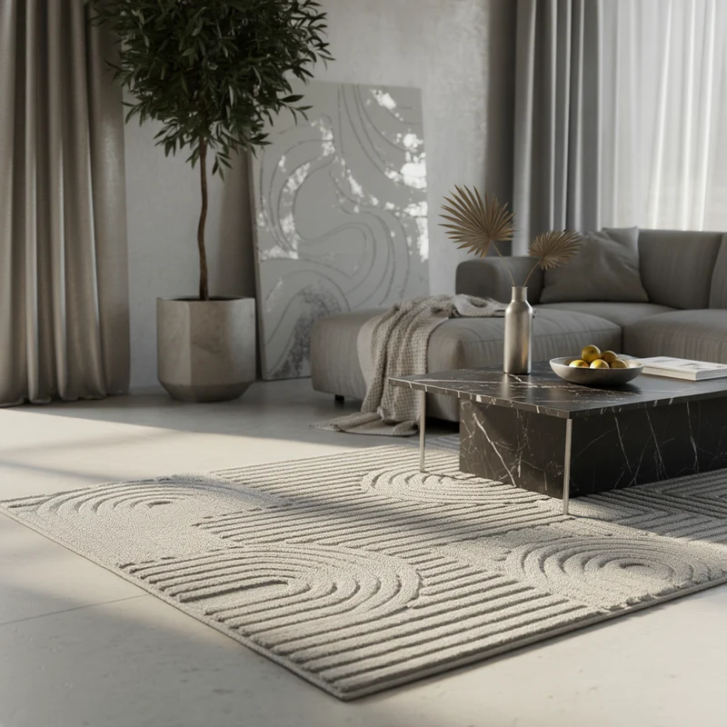 3D Hochflor-Teppich Skandinavisch Boho – Waschbar | Hoch-Tief-Effekt | Saugroboter-geeignet