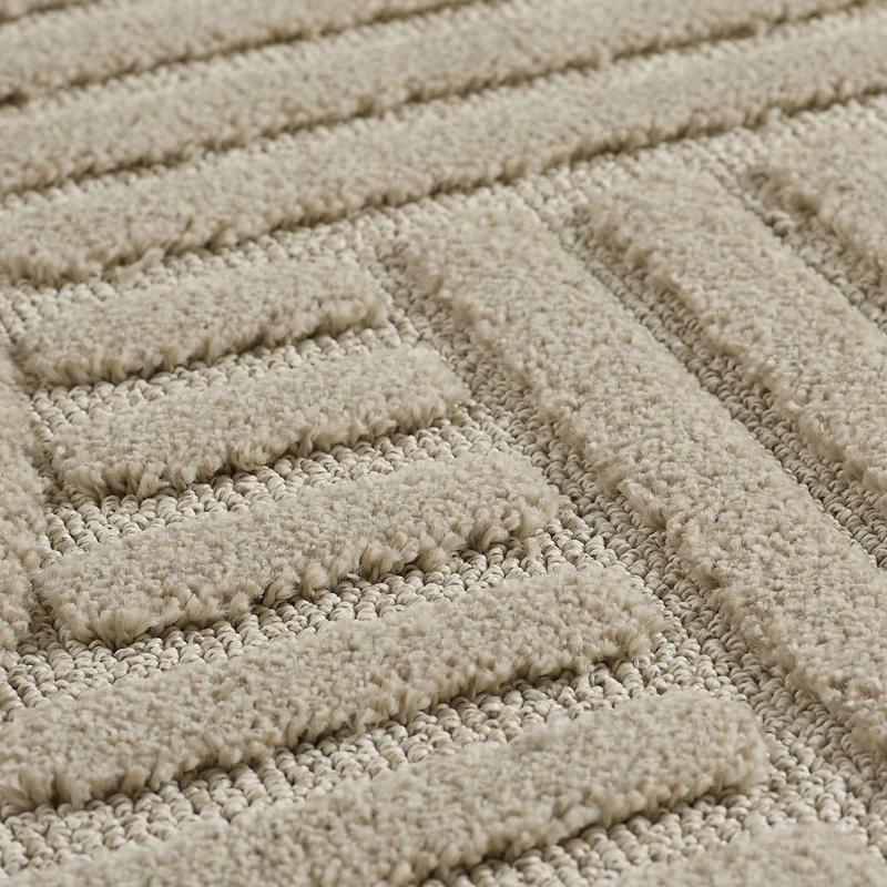 3D Hochflor-Teppich Skandinavisch Boho – Waschbar | Hoch-Tief-Effekt | Saugroboter-geeignet