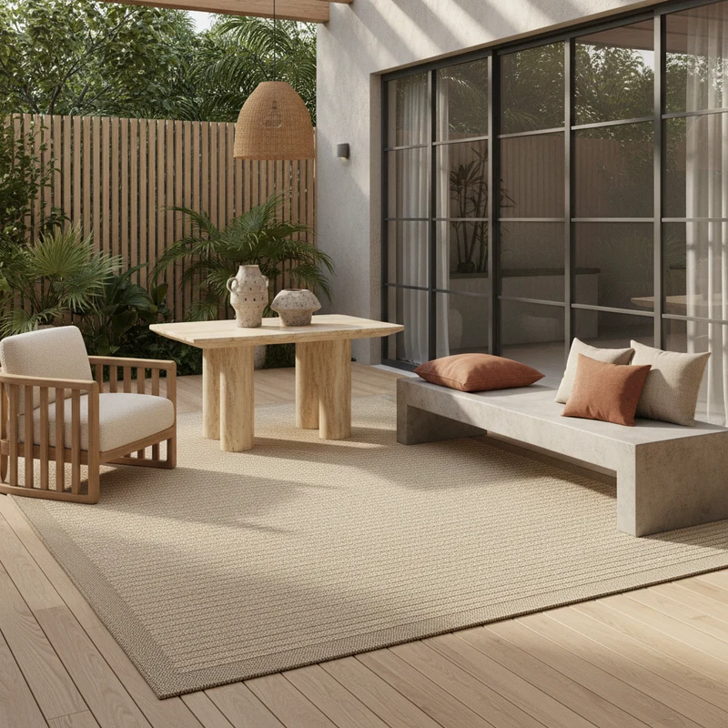 Outdoor-Teppich Einfarbig – Waschbar & Wetterfest für Balkon & Terrasse