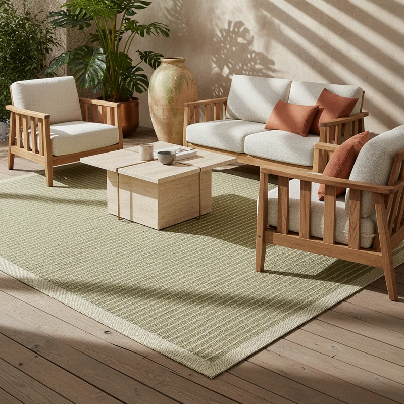 Outdoor-Teppich Einfarbig – Waschbar & Wetterfest für Balkon & Terrasse