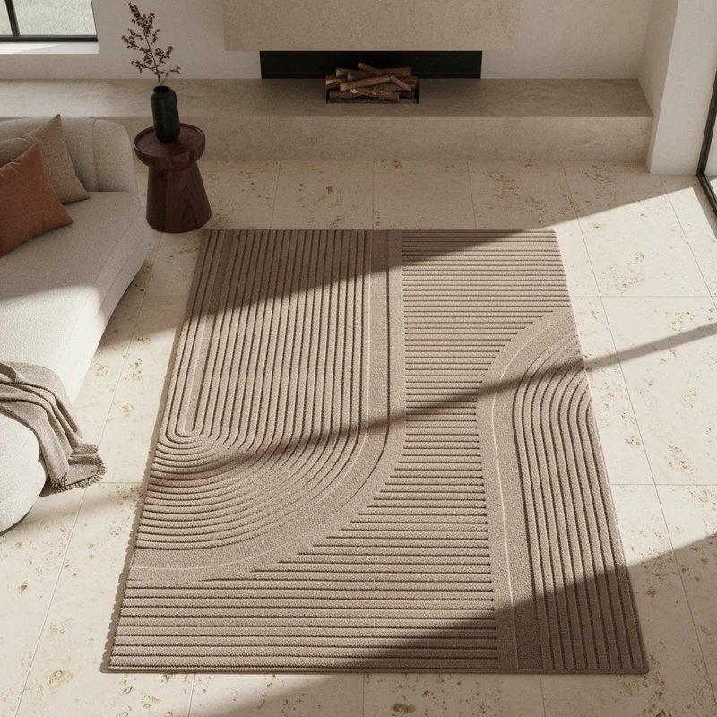 Kurzflor-Teppich Bogendesign Asymmetrisch – Waschbar & Modern