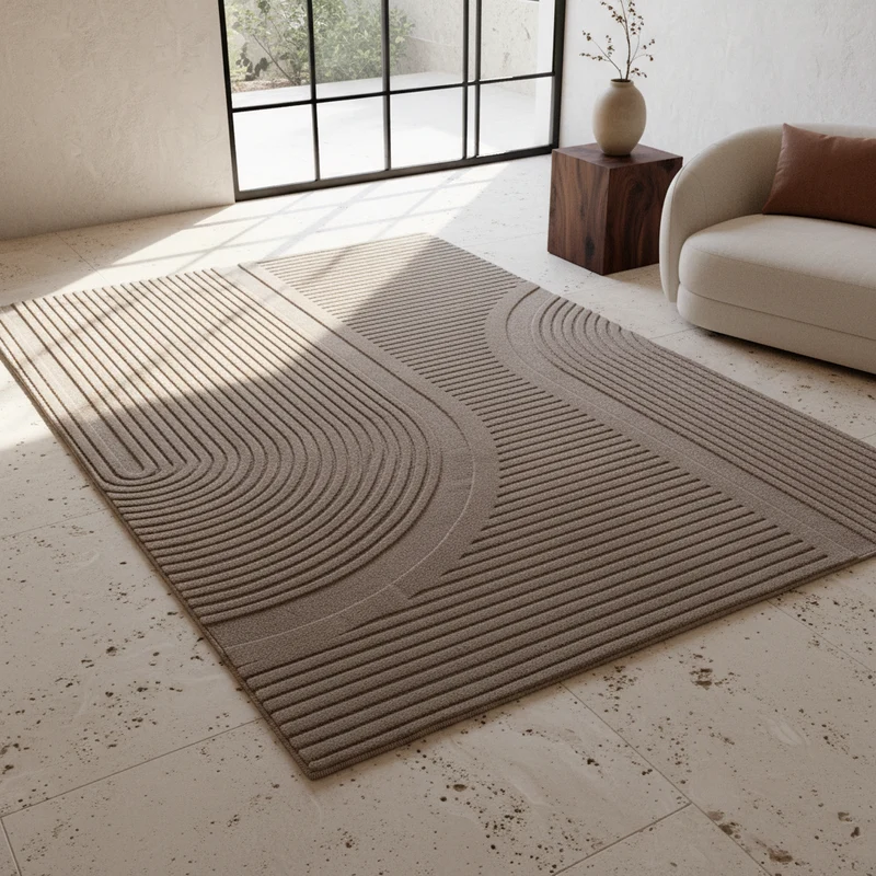 Kurzflor-Teppich Bogendesign Asymmetrisch – Waschbar & Modern