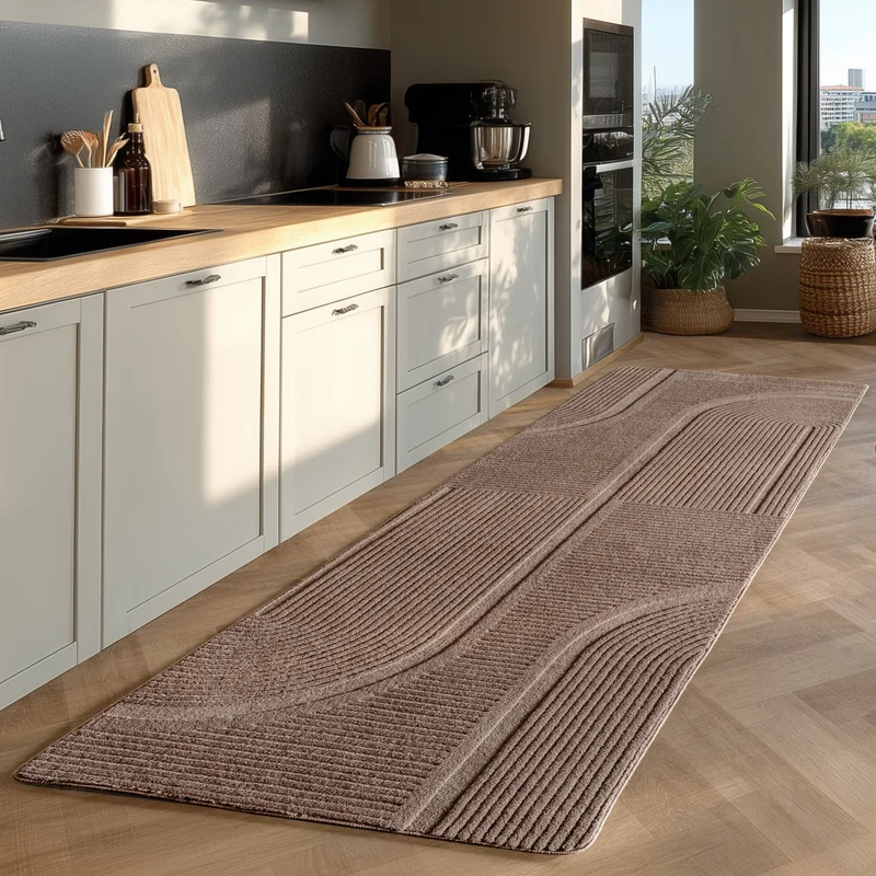 Kurzflor-Teppich Bogendesign Asymmetrisch – Waschbar & Modern