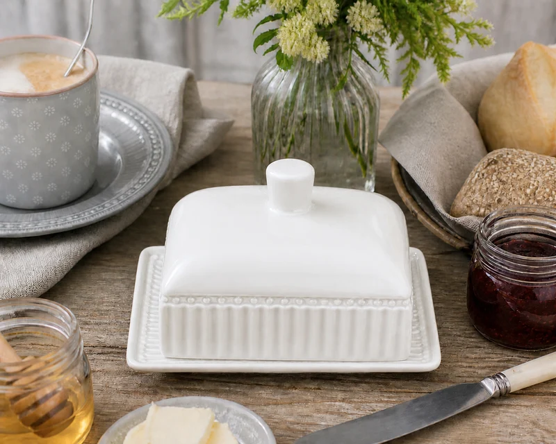 GreenGate Butterdose Alice Weiß (M)