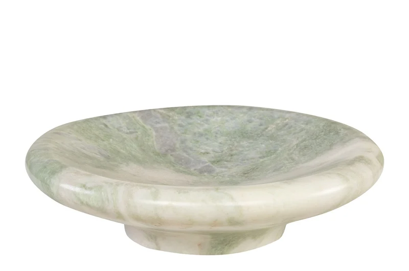 Casa Padrino Luxus Marmor Schale Grün 30 x 30 x H. 8,5 cm - Große runde Schale mit sanft gerundeter Wandung aus hochwertigem Indian Green Onyx - Luxus Deko Accessoires
