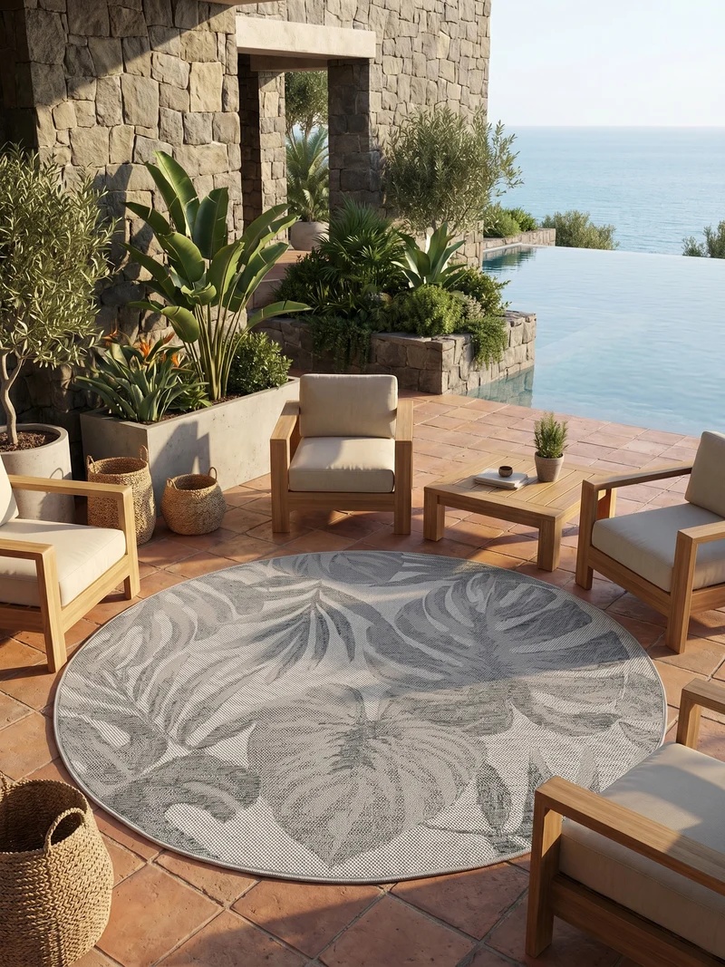 Outdoor-Teppich Tropisch – Waschbar & Wetterfest für Balkon & Terrasse
