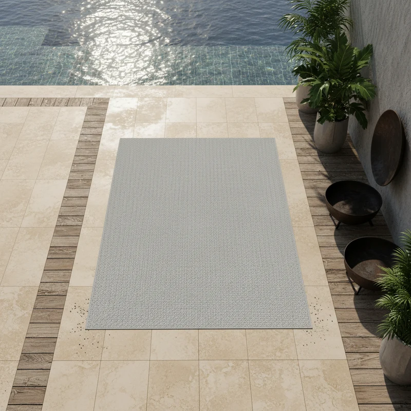 Outdoor-Teppich Unifarben – Waschbar & Wetterfest für Balkon & Terrasse