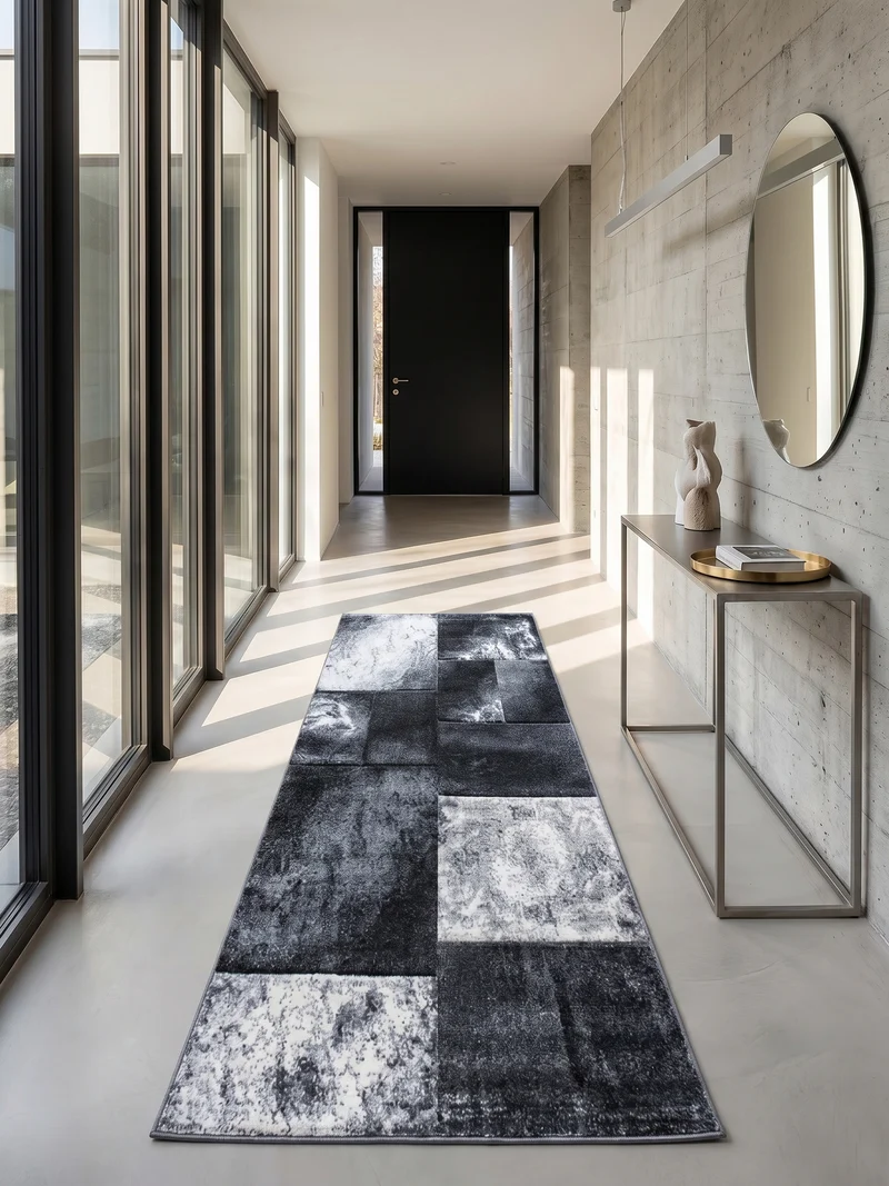 Kurzflor-Teppich Mosaik-Karo – Waschbar | Patchwork-Optik | 246k Noppen pro m² für Langlebigkeit