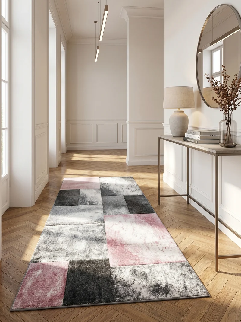 Kurzflor-Teppich Mosaik-Karo – Waschbar | Patchwork-Optik | 246k Noppen pro m² für Langlebigkeit