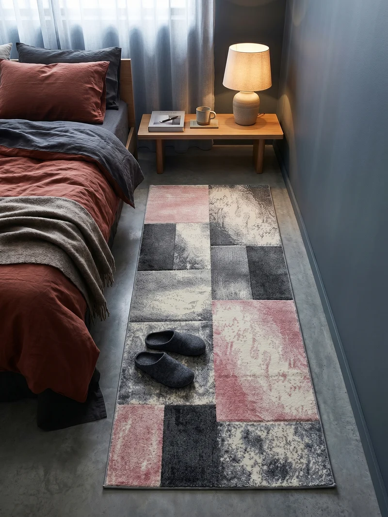 Kurzflor-Teppich Mosaik-Karo – Waschbar | Patchwork-Optik | 246k Noppen pro m² für Langlebigkeit