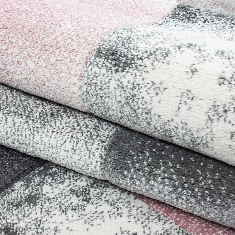 Kurzflor-Teppich Mosaik-Karo – Waschbar | Patchwork-Optik | 246k Noppen pro m² für Langlebigkeit